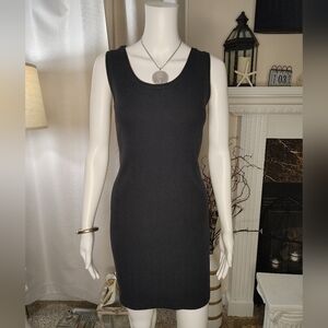 NEW YORK STYLE RIBBED MINI TANK DRESS, BLACK M